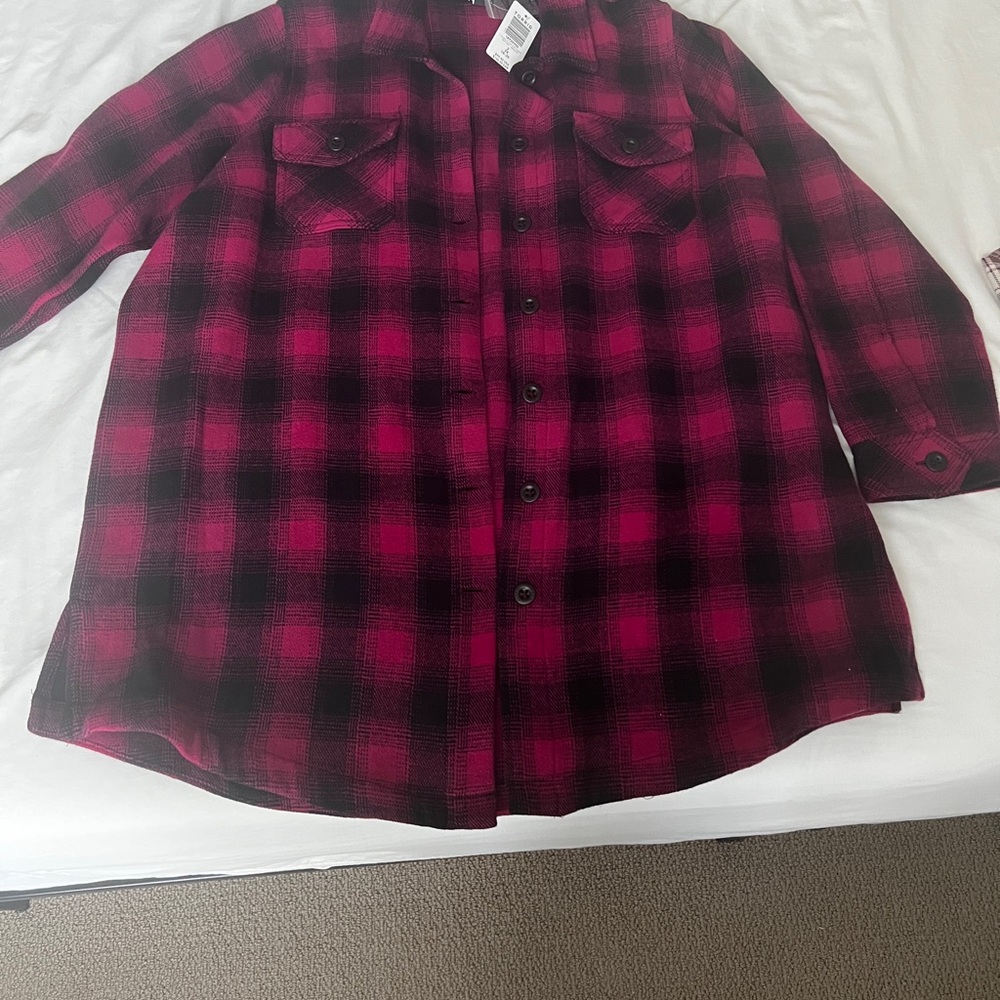 Torrid Pink and Black Plaid Shacket